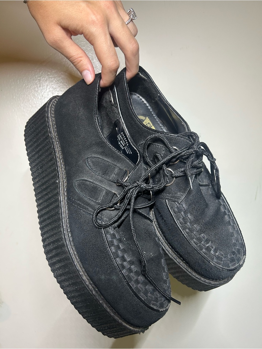 Black Platform Creeper Lace-Up Demonias Shoes